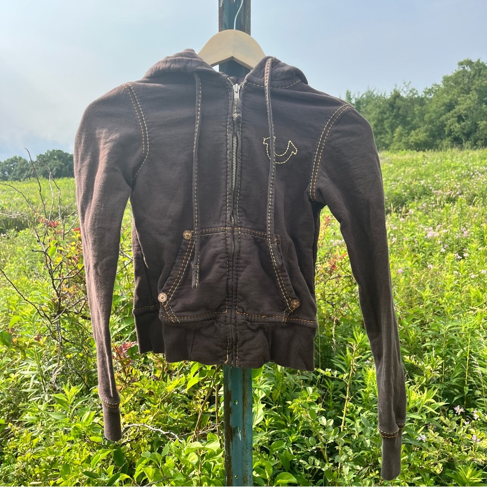 XS Y2K True Religion Zip Up Hoodie